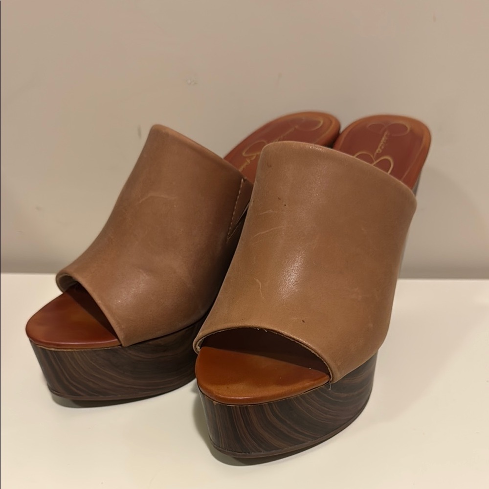 Jessica Simpson Brown Platform Mules size 7.5
